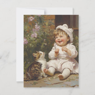 Cartão postal de pintura de óleo de bebê da Vintag
