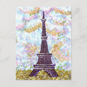 Cartão postal de Pointilismo da Torre Eiffel