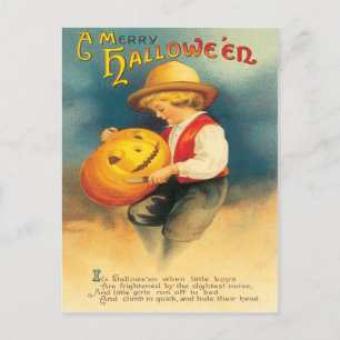 Cartão postal de Pop-Pumpkin Carving Vintage