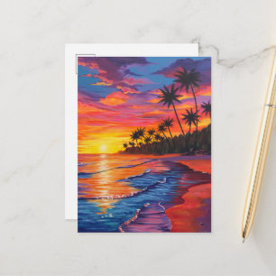 Cartão Postal de Pôr do Sol Tropical