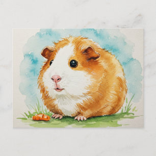 Cartão postal de porquinho-da-índia fofo com cenou