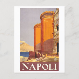 Cartão postal de pôster de viagem antigo de Nápole