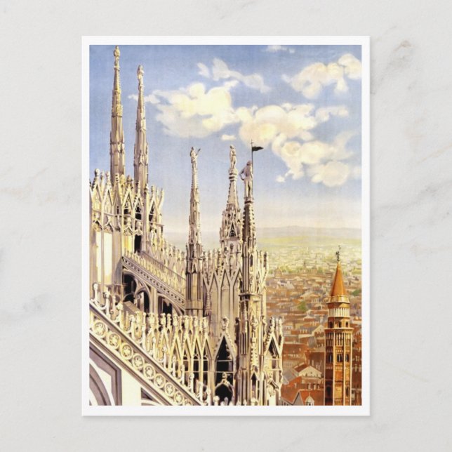 Cartão postal de pôster de viagem da Itália antiga (Frente)