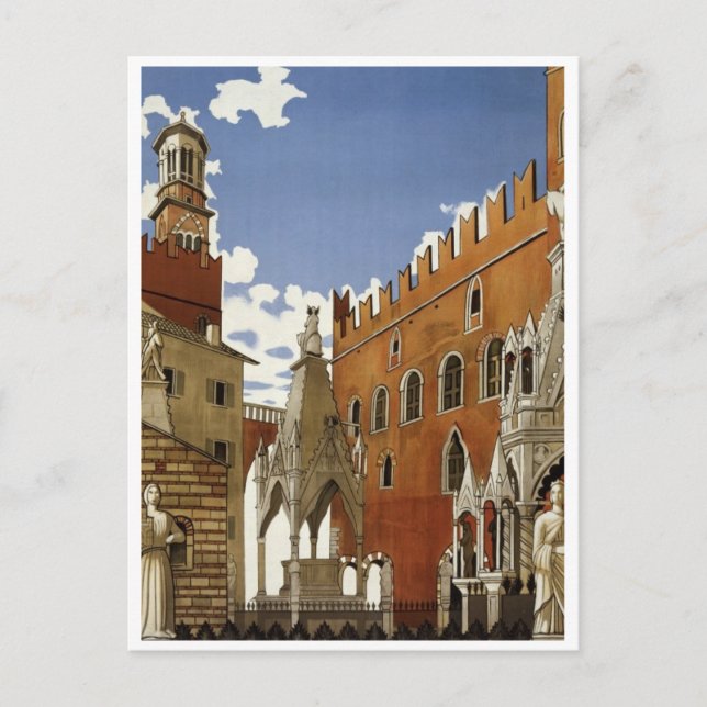 Cartão postal de pôster de viagem Itália antiga (Frente)