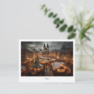 Cartão postal de Praga à noite na República Tcheca