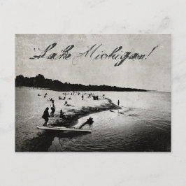 Cartão postal de praia do Lago Michigan Inspirado