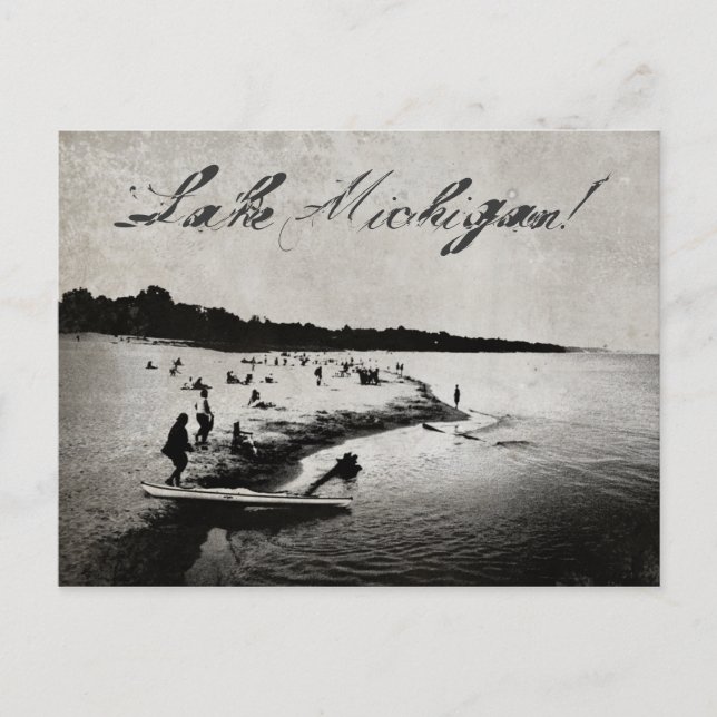 Cartão postal de praia do Lago Michigan Inspirado (Frente)