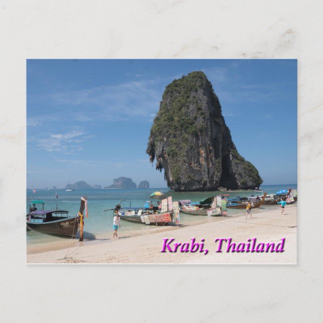 Cartão postal de praia Phra Nang, Tailândia Krabi (Frente)