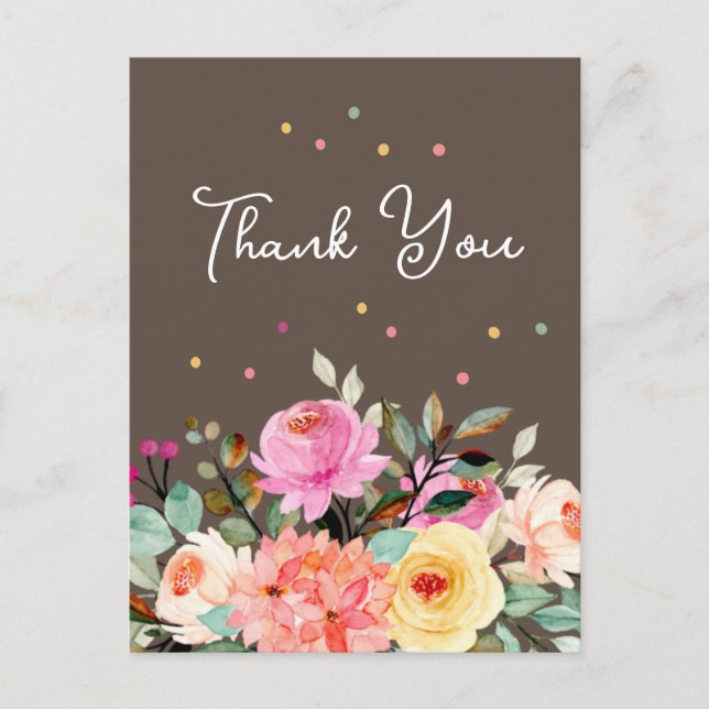 Cartão postal de presente floral elegante ou agrad (Frente)