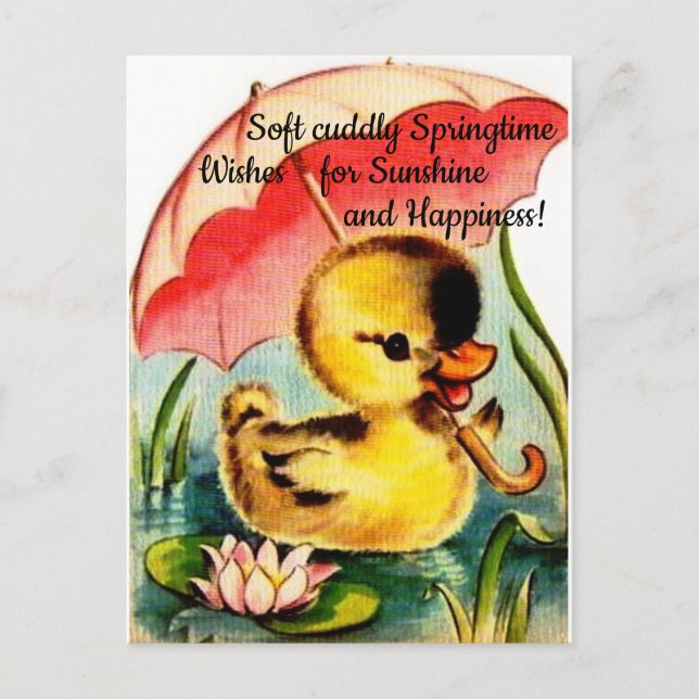 Cartão postal de primavera fofo e personalizado (Frente)