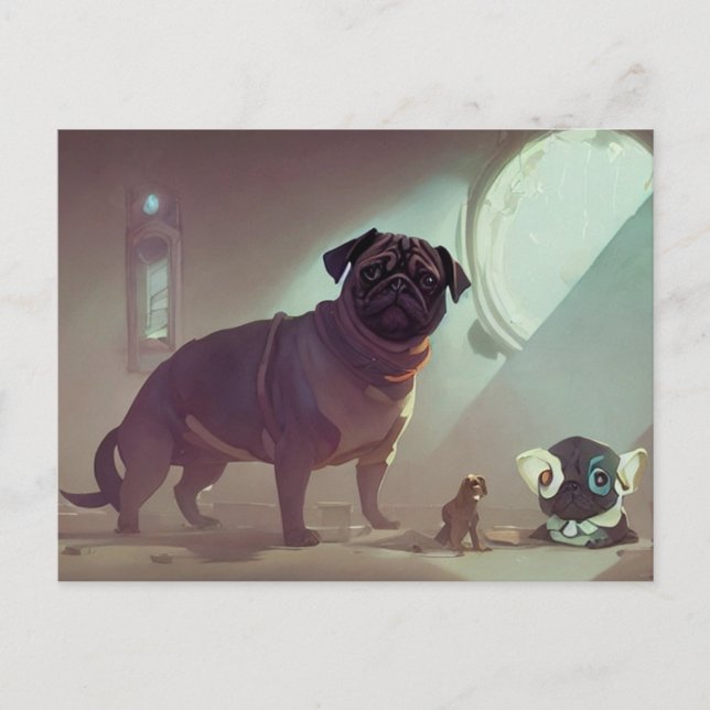 Cartão postal de pug (Frente)