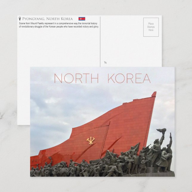 Cartão postal de Pyongyang, Coreia do Norte (Frente/Verso)