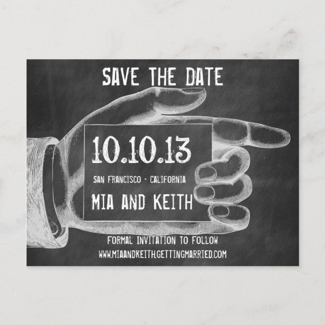 Cartão postal de quadro-negro com dedo indicador v (Frente)