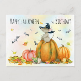 Cartão postal de rato de bruxa fofo de Halloween