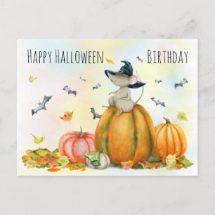 Cartão postal de rato de bruxa fofo de Halloween