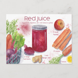 Cartão postal de recebimento de suco vermelho