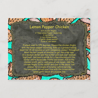 cartão postal de receita de frango com pimenta-lim