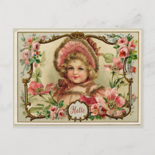 Cartão Postal de Reprodução Vintage Pequena Senhor