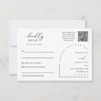 Cartão Postal de Resposta de Casamento Roxo Românt