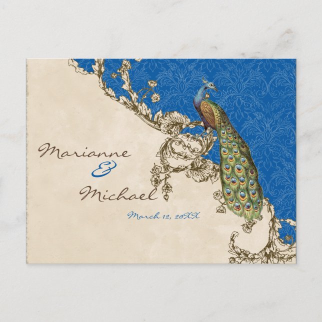 Cartão postal de resposta RSVP de Peacock & Etchin (Frente)