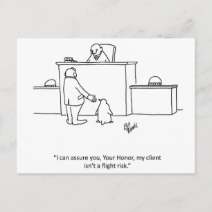 Cartão postal de "Risco de Voo" com o advogado Hum