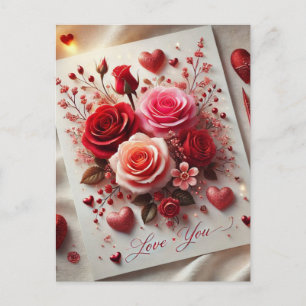 Cartão postal de rosa do dia dos namorados
