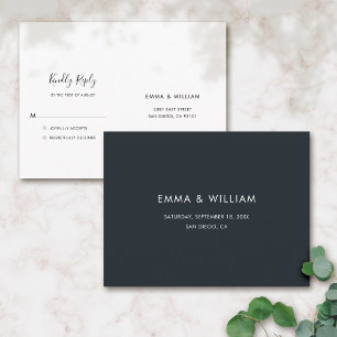 Cartão postal de RSVP de casamento minimalista pre