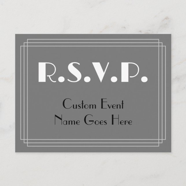 Cartão postal de RSVP de Pesquisa de Arte Deco (Frente)