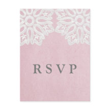 Cartão postal de RSVP de rendas Elegante rosa