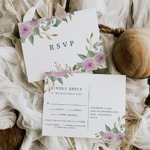 Cartão postal de RSVP Violet & Sage com opção de r