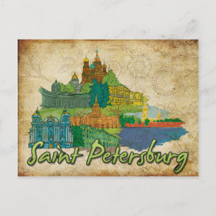 Cartão postal de Rua Whimsical Monuments Petersbu