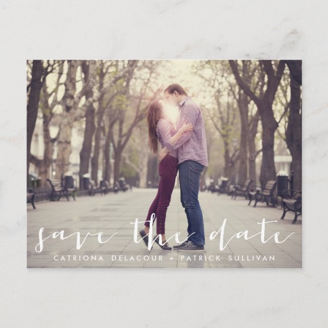 Cartão postal de salvar a data com foto de script  (Frente)