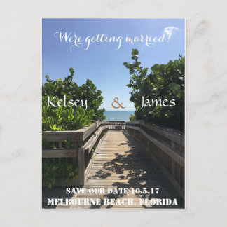 Cartão Postal de Salvar a Data da Praia