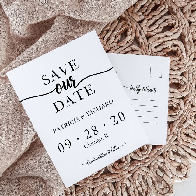 Cartão Postal de Salvar a Data de Casamento Minima (Criador carregado)