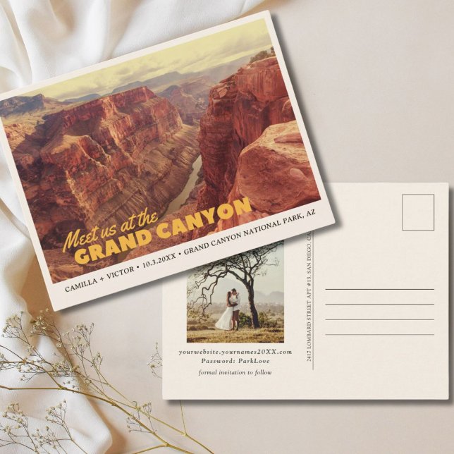 Cartão Postal de Salvar a Data do Grand Canyon Nat (Grand Canyon National Park Save the Date Postcard)