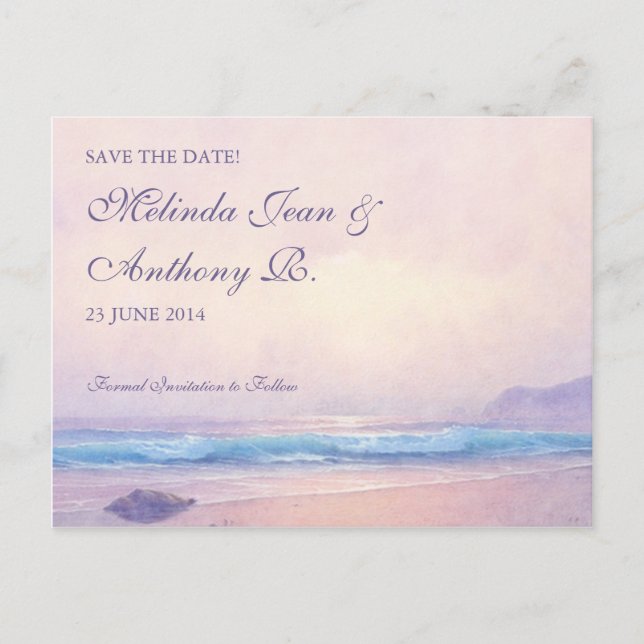 Cartão Postal de Salvar a Data do Mar de Verão (Frente)