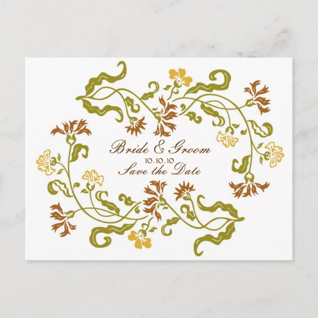 Cartão Postal de Salvar a Data do Outono Garland (Frente)