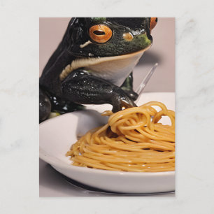 Cartão Postal de Sapo Comendo Espaguete