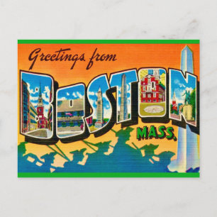 Cartão postal de saudação colorido de Boston
