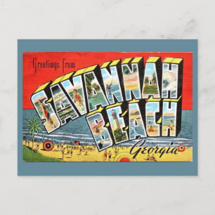 Cartão postal de saudação da praia de Savannah Geó