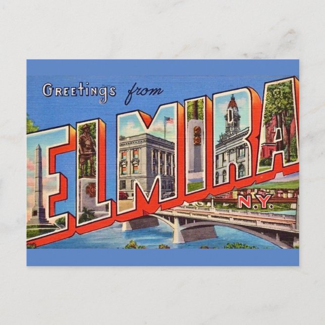 Cartão postal de saudação de Elmira Nova York Vint (Frente)