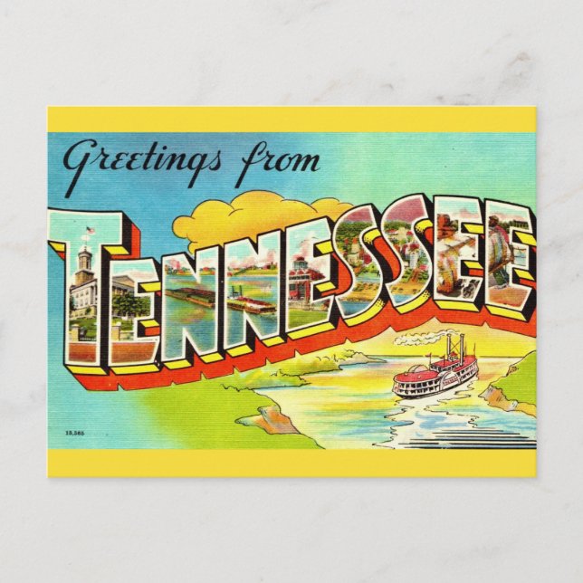 Cartão postal de saudação do Tennessee antigo (Frente)