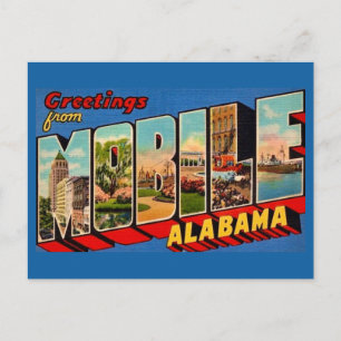 Cartão postal de saudação retrô de Mobile Alabama