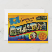 Cartão postal de saudação retro Oklahoma