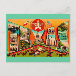 Cartão postal de saudação Texas Vintage