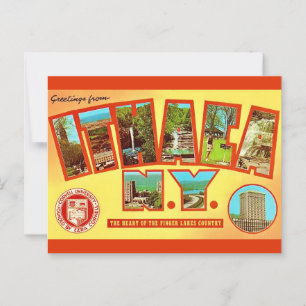 Cartão postal de saudação vintage Ithica Nova York