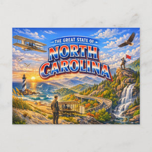 Cartão Postal de Saudações da Carolina do Norte 