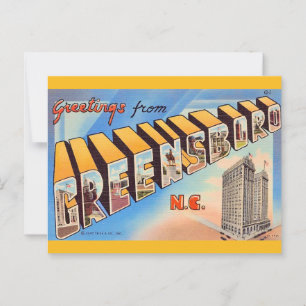 Cartão postal de saudações de Greensboro NC