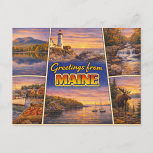 Cartão Postal de Saudações de Maine