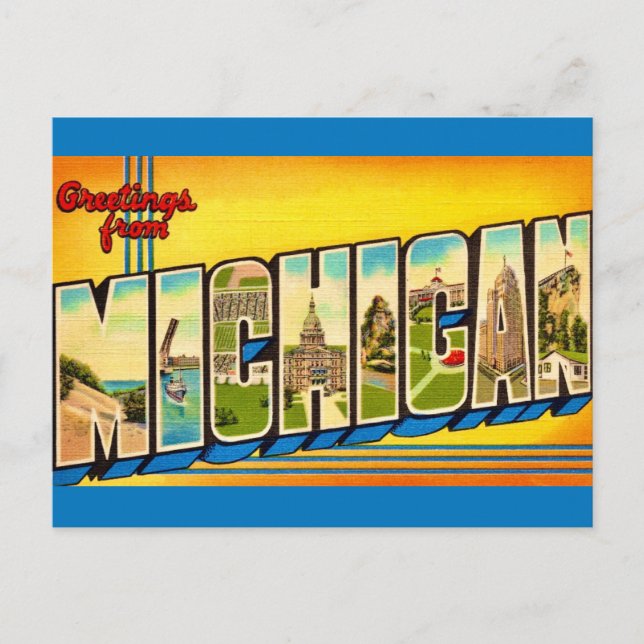 Cartão Postal de Saudações de Michigan (Frente)